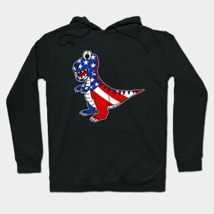 4th July Dinosaur American Flag T-Rex Funny Hoodie